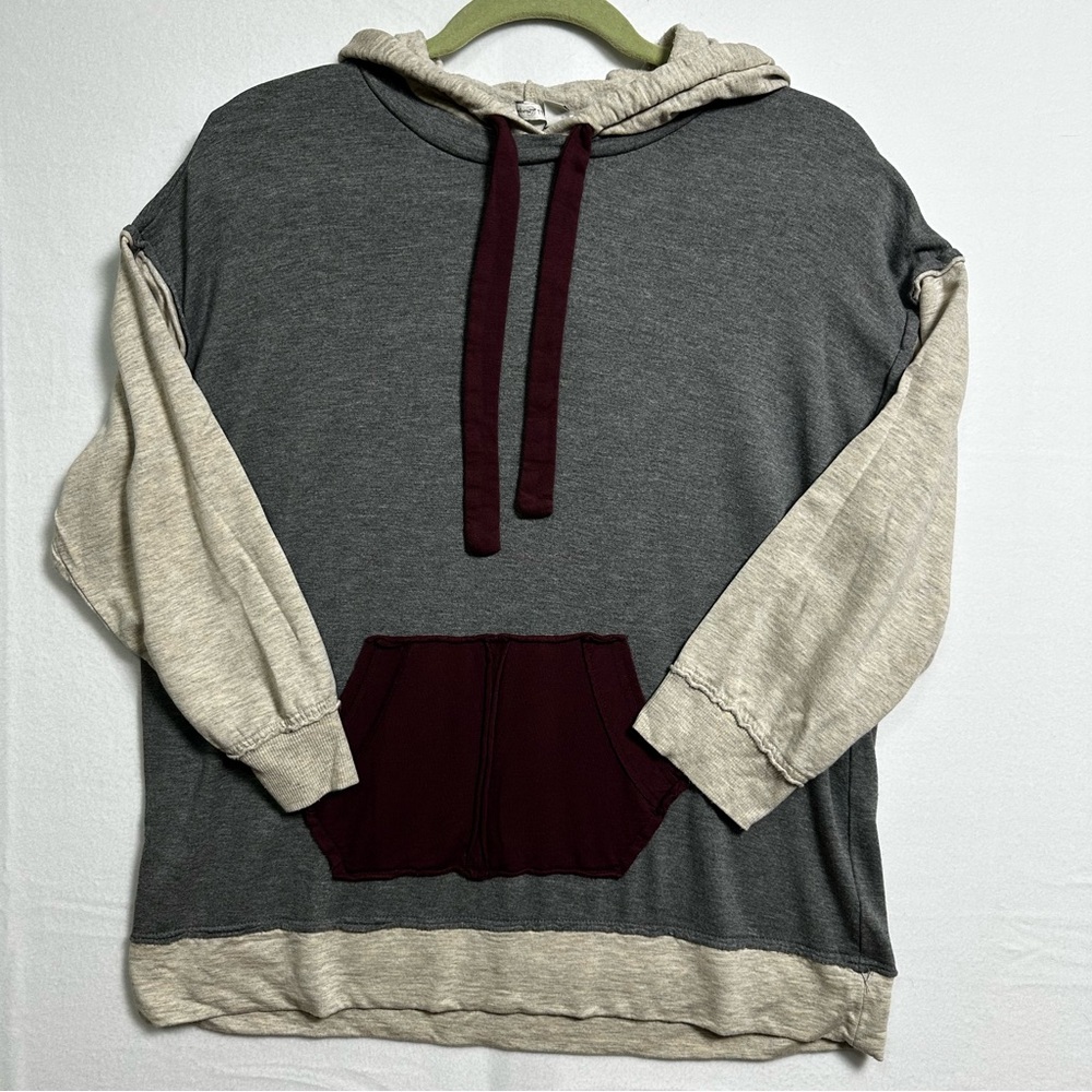 Charcoal and Burgundy Women's Hoodie